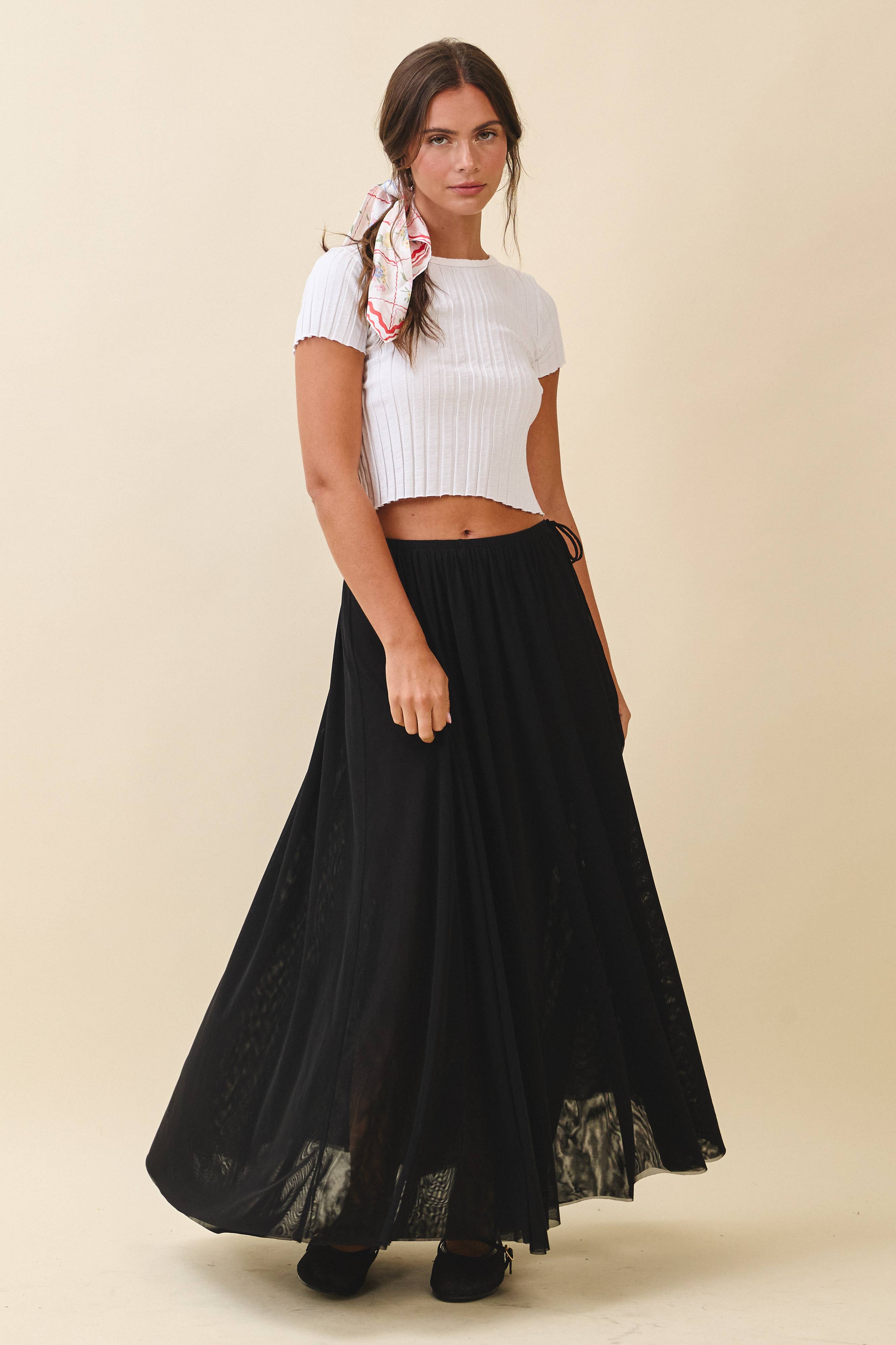AEMI + CO - Wholesale Skirt - Women's - 7185GK Flowy Mesh Maxi Skirt0