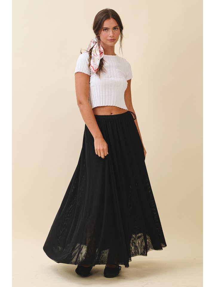 AEMI + CO - Wholesale Skirt - Women's - 7185GK Flowy Mesh Maxi Skirt