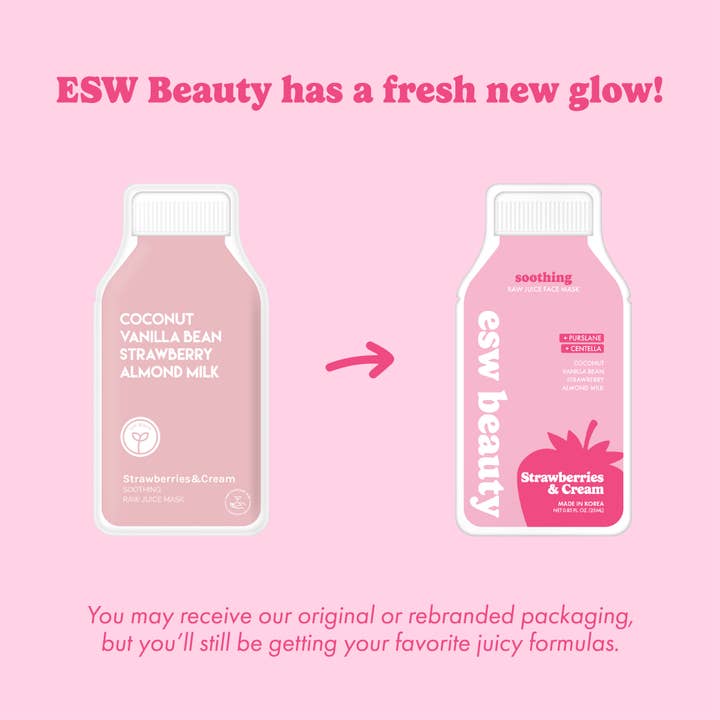 ESW Beauty – wholesale Skincare face mask – Strawberries and Cream Soothing Raw Juice Sheet Mask1