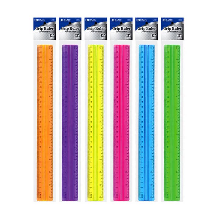 Ruler w/ Handle Grip 12" (30cm) for wholesale by BAZIC Products