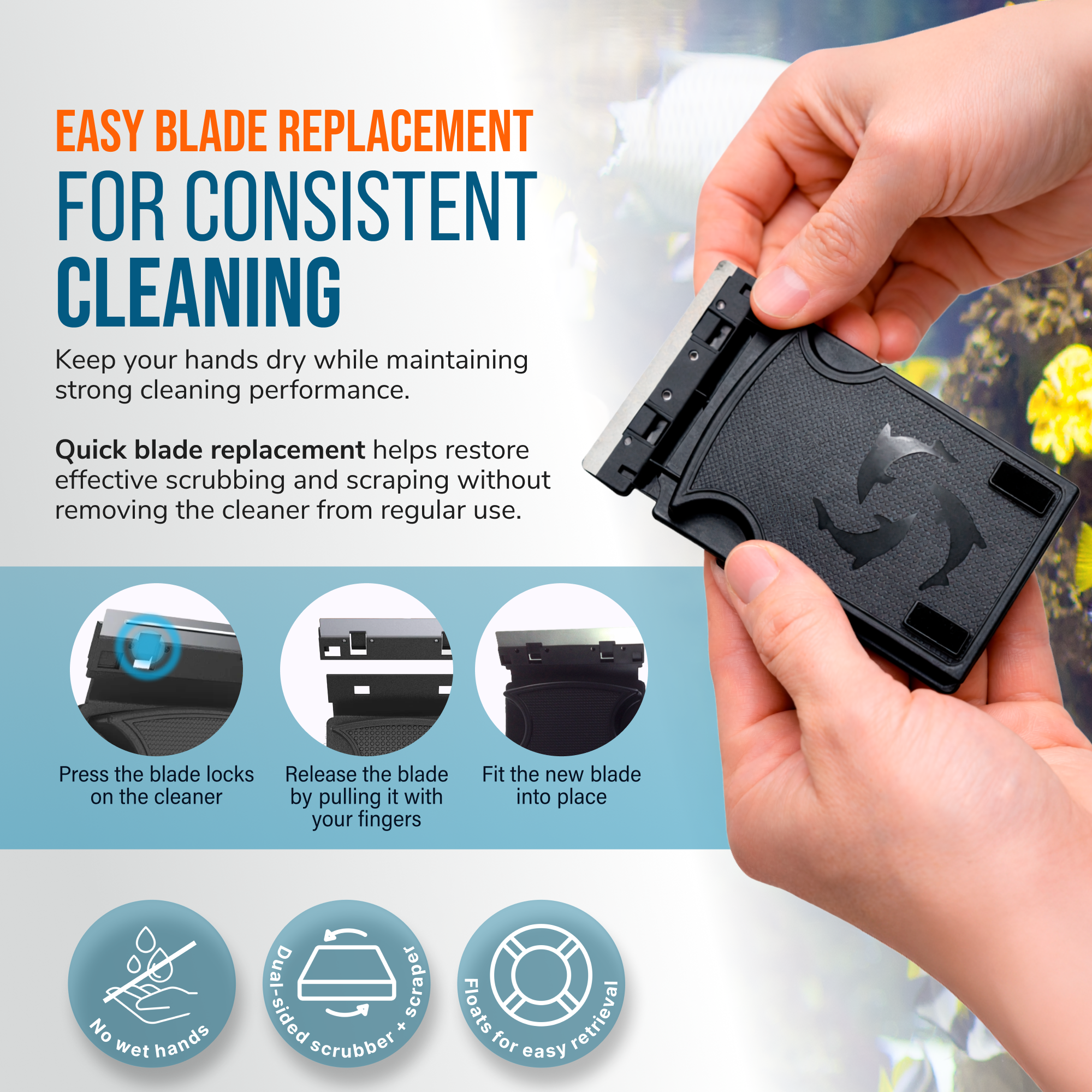 Flipper Aquarium Products - Wholesale Pet Grooming Aid - Dog - Flipper Cleaner Max Stainless Steel Replacement Blades - 2Pk4