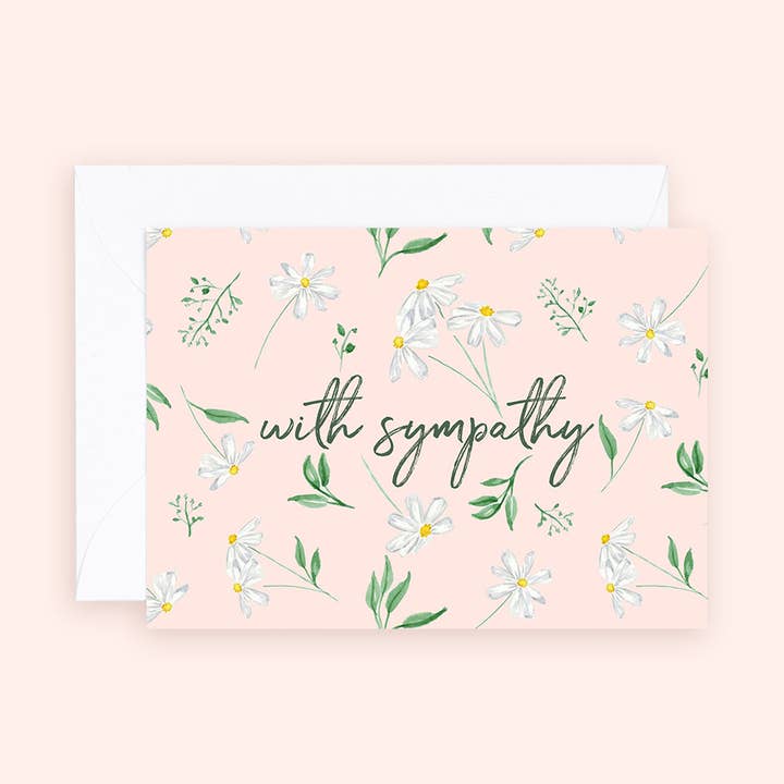 Almeida Illustrations - Wholesale Sympathy Card - Mini Card - With Sympathy Daisies - Sympathy Enclosure Card0