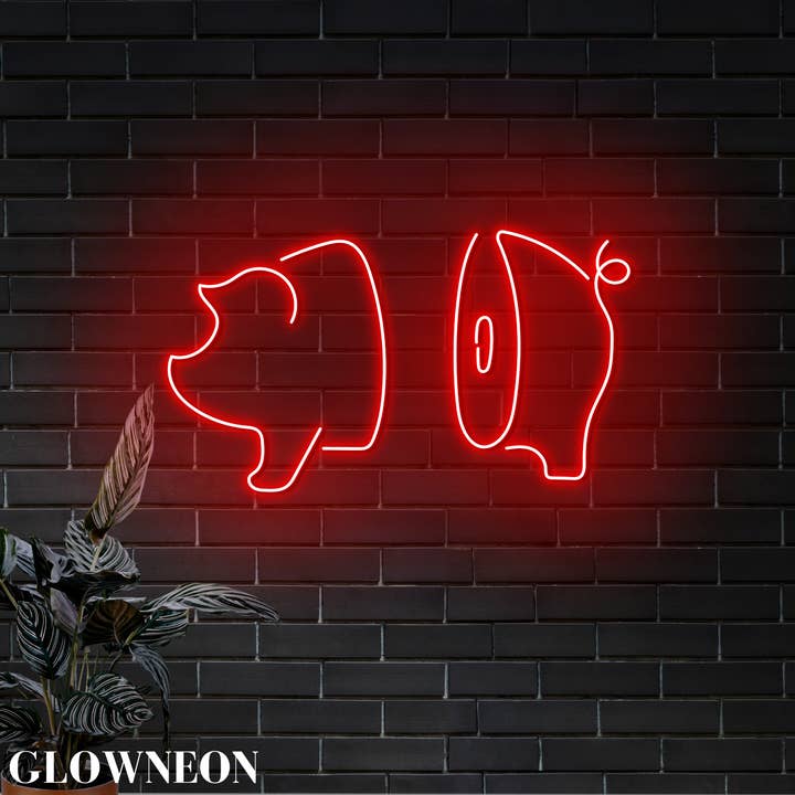 Luz de Parede LED com Cortes de Porco, Decoração de Parede Neon para Talho de Carne de Porco por atacado de Glow Neon