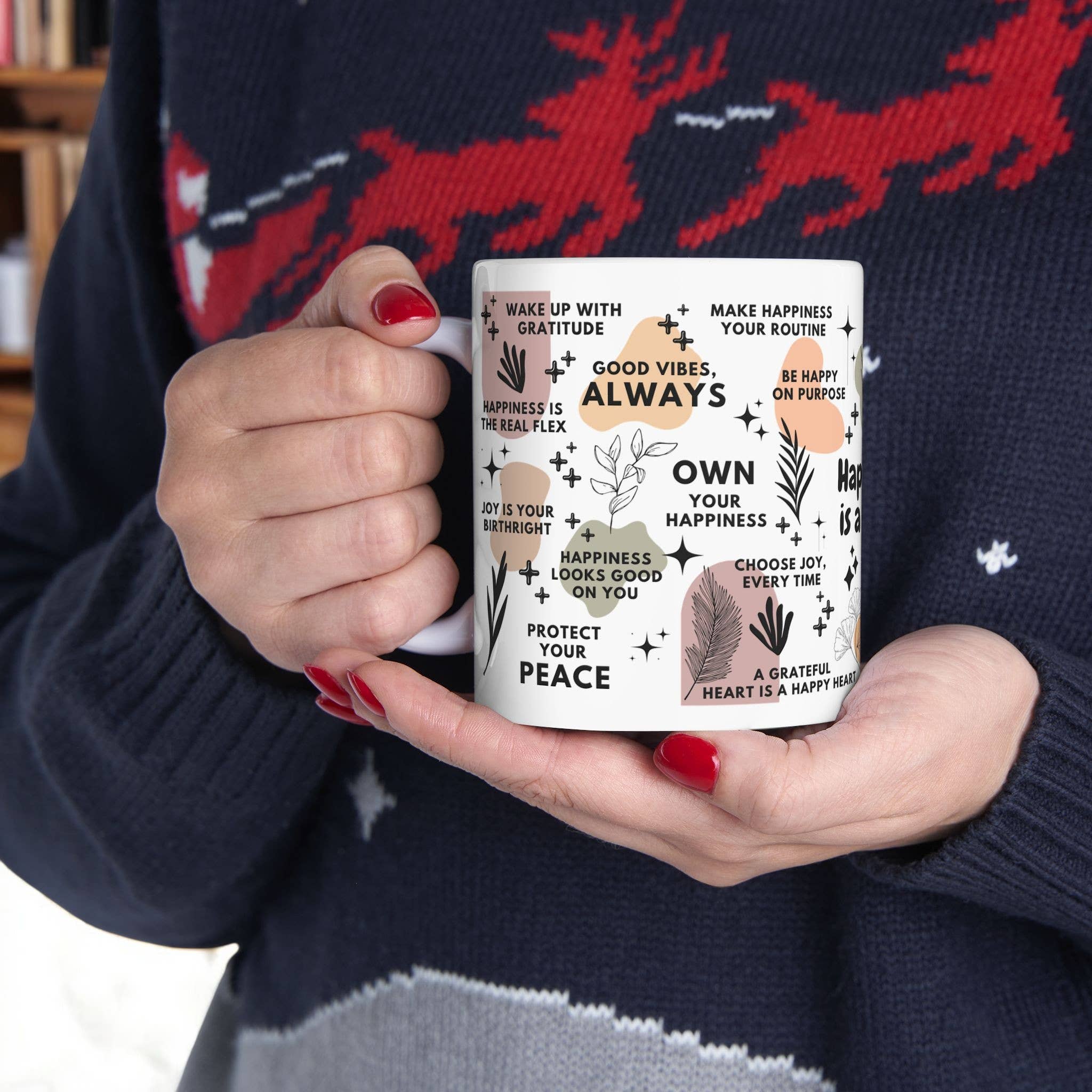 EMESLY - Wholesale Coffee Mug - Happiness Is a Habit Positive Energy Coffee Mug; 11oz/15oz4