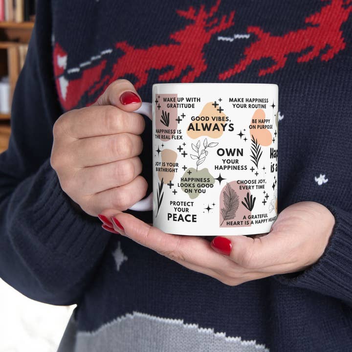 EMESLY - Wholesale Coffee Mug - Happiness Is a Habit Positive Energy Coffee Mug; 11oz/15oz4
