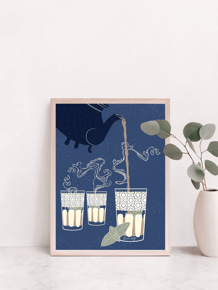 Marokkaanse muntthee giclee kunstprint voor wholesale door Sheena lange Illustrations