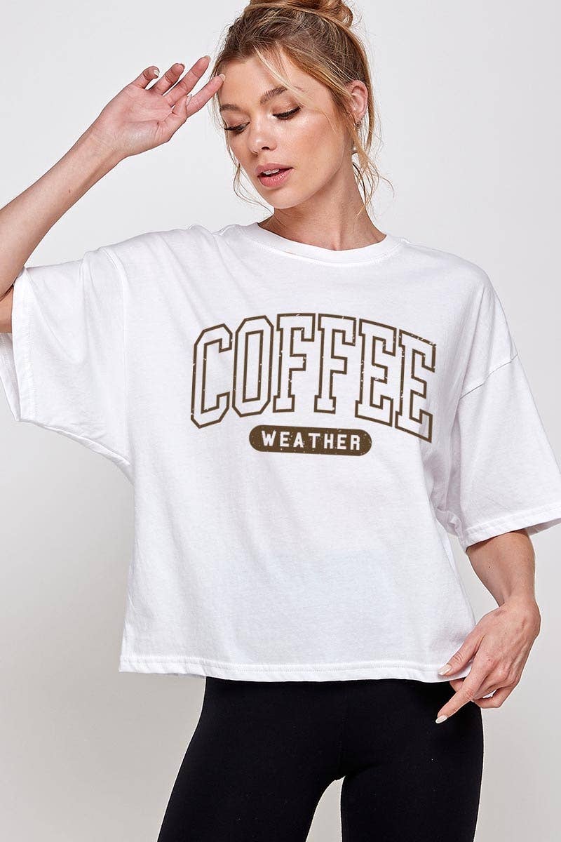 COLORBEAR – wholesale T-shirt (graphic) – women's – Coffee Weather Graphic Relaxed Crop Top0
