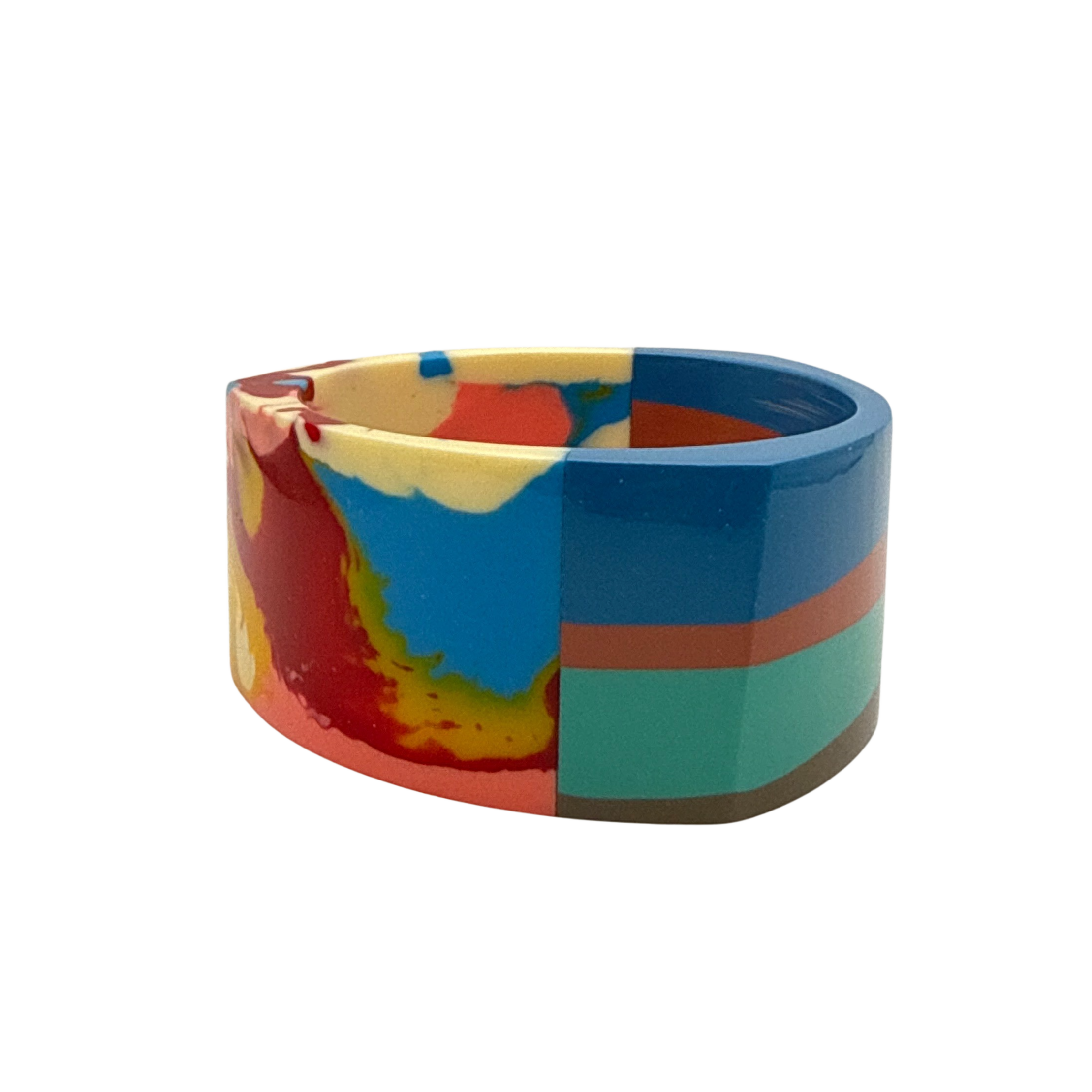 Treasure Jewelry - Vente Bracelet jonc - Bracelet Manchette Multicolore en Résine Lucite Fait Main9