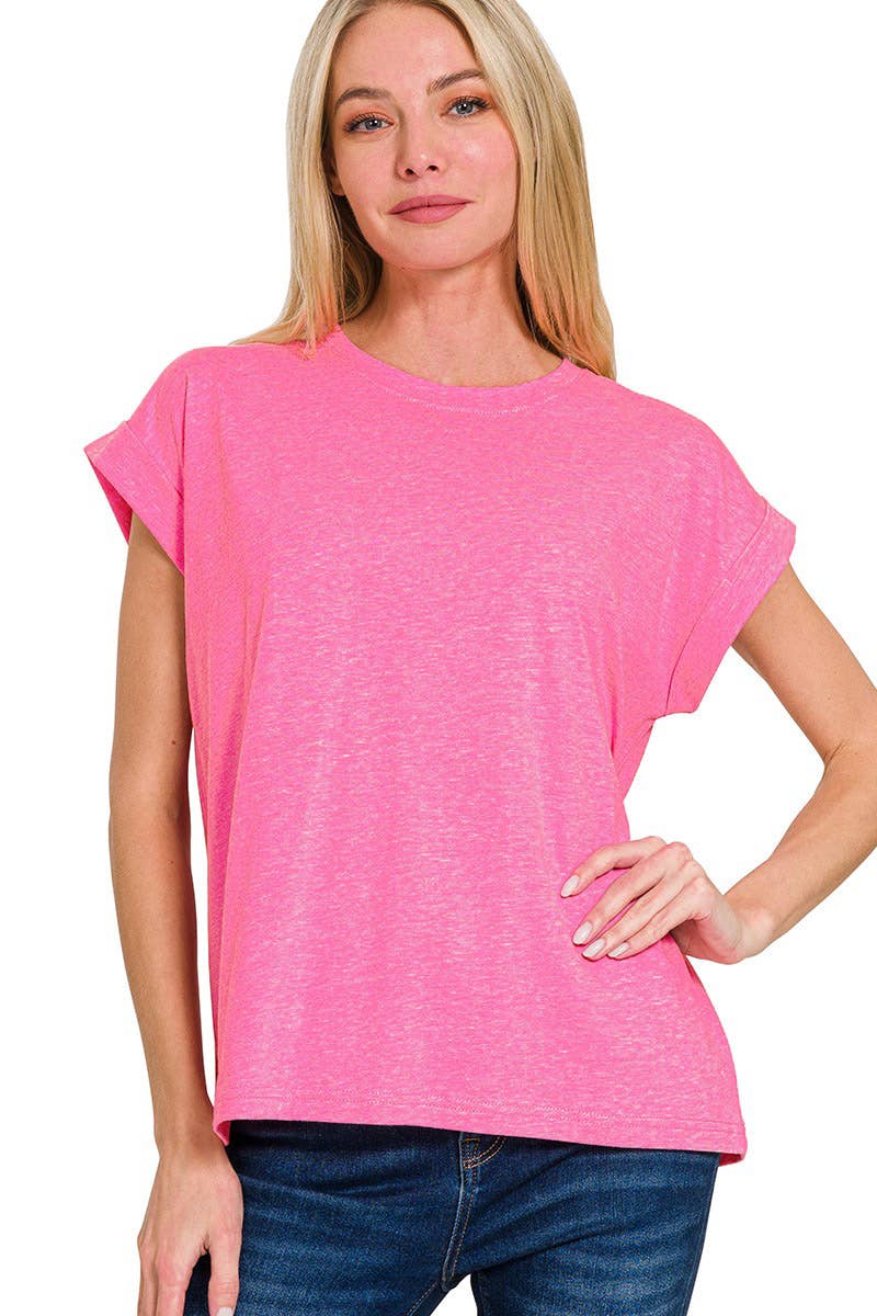 42POPS - Wholesale T-Shirt - Women's - `.Round Neck Folded Short Sleeve T Shirt9