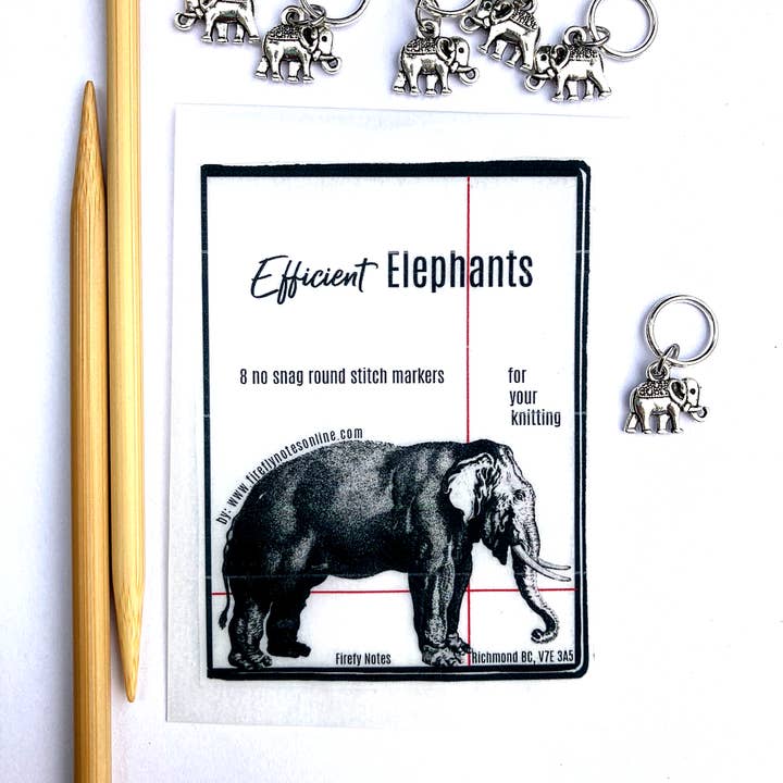 Elephant Stitch Marker Packs for wholesale by Firefly Notes