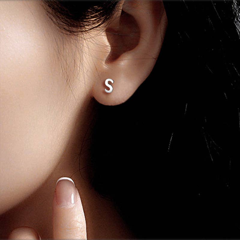 Perimade & Co. LLC - Wholesale Stud/Post Earrings - Dainty Initial Letter Stud Earrings in 925 Sterling Silver18