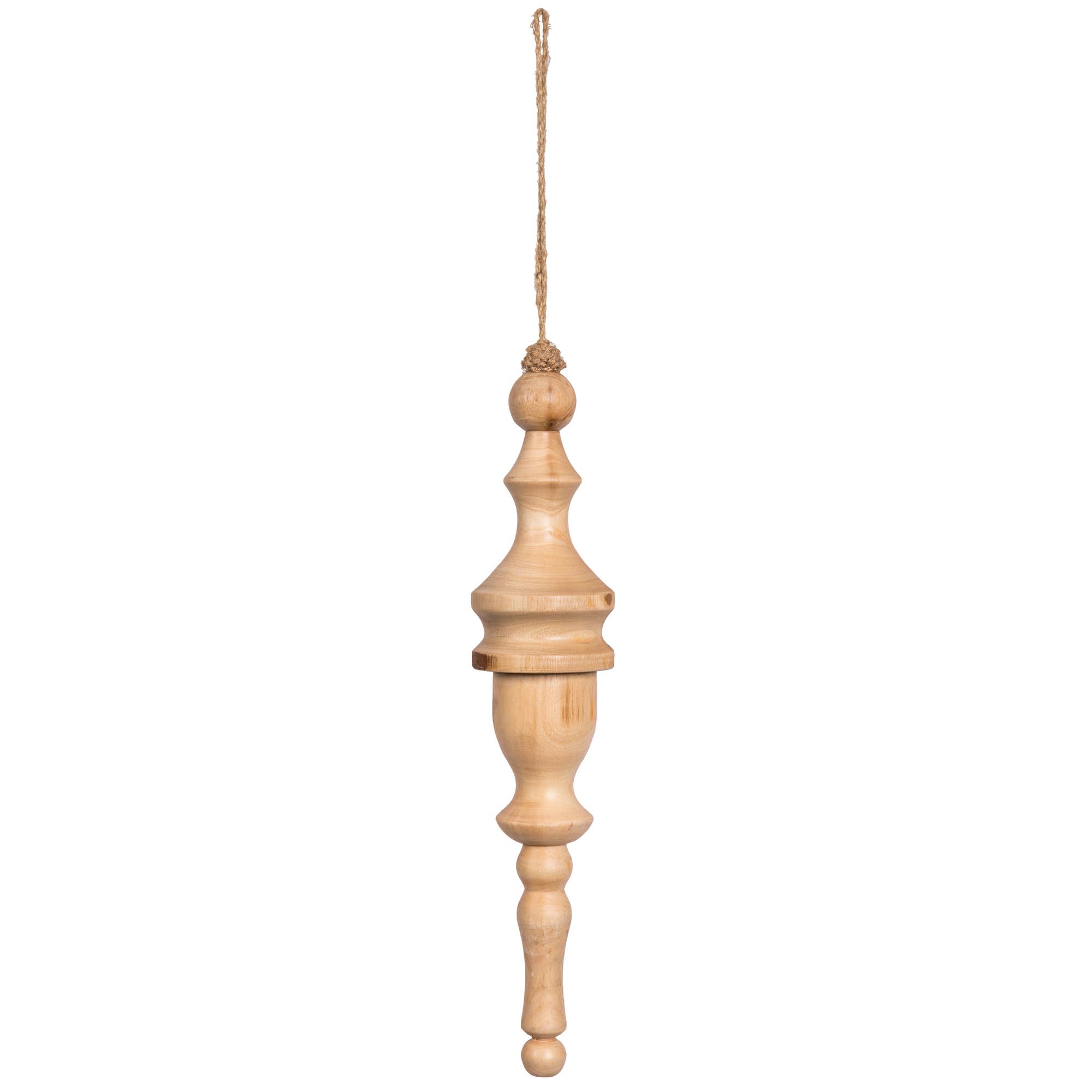 Light Natural Vickerman 12" Lt Nat Turned Wood Finial Ornt 2/Bag for wholesale on Faire0