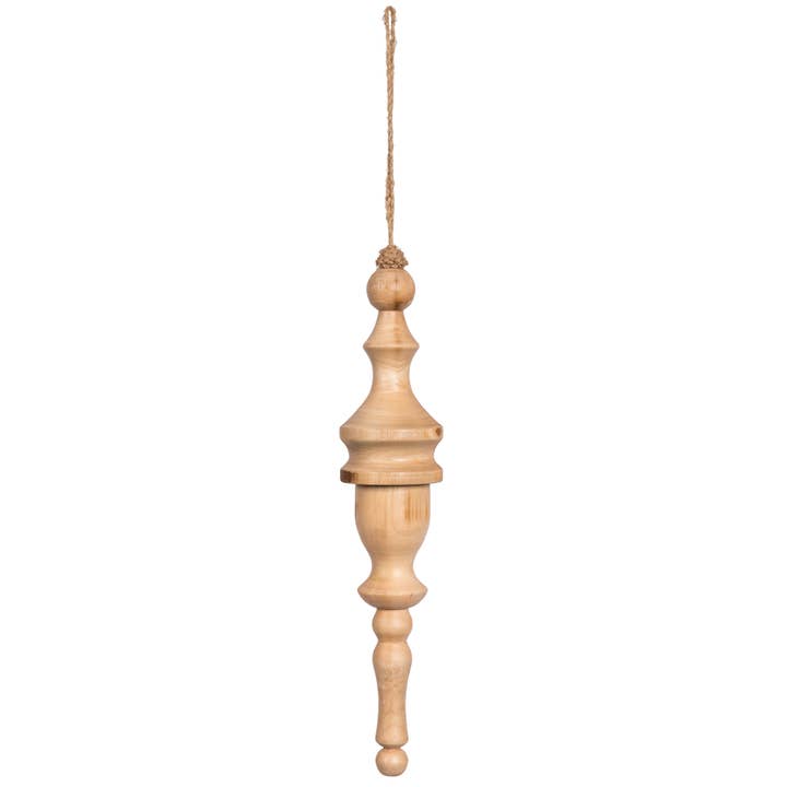 Light Natural Vickerman 12" Lt Nat Turned Wood Finial Ornt 2/Bag for wholesale on Faire