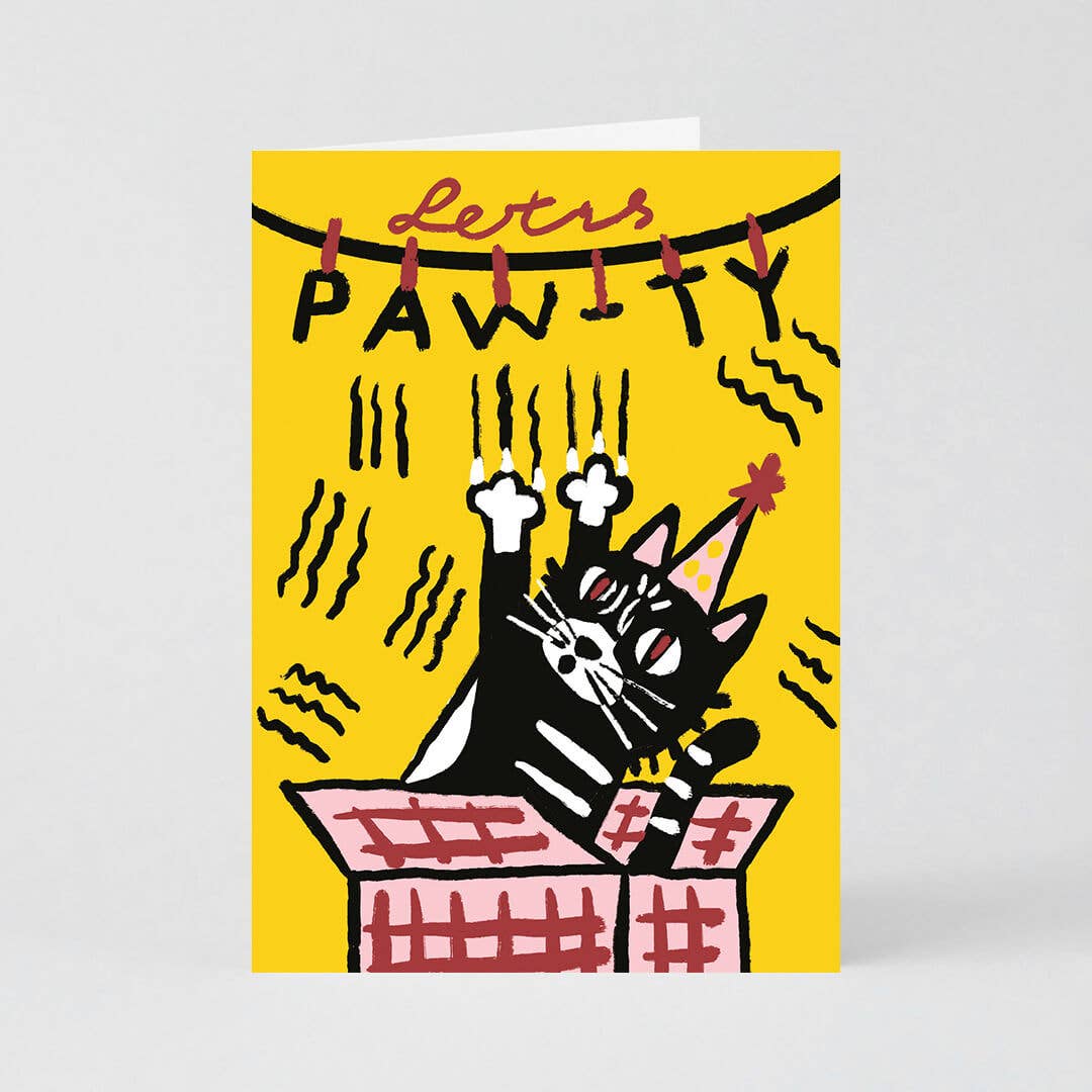 Redy. - Wholesale Birthday Card - Paw-ty Cat Birthday Greeting Card (Folded) + Envelope