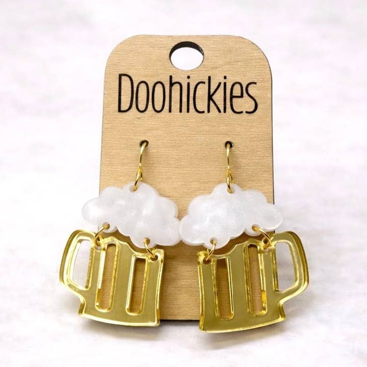 Doohickies – wholesale Dangle earrings – Frosty Mug Acrylic Earrings- St. Patrick's Day0