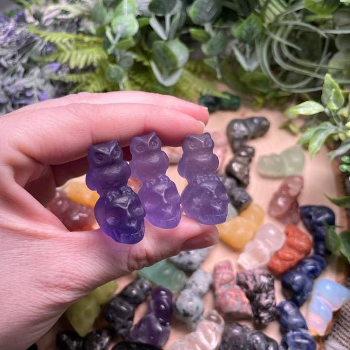 Copper Ashes - Wholesale Spiritual Stone/Crystal - Crystal Skull with Owl2