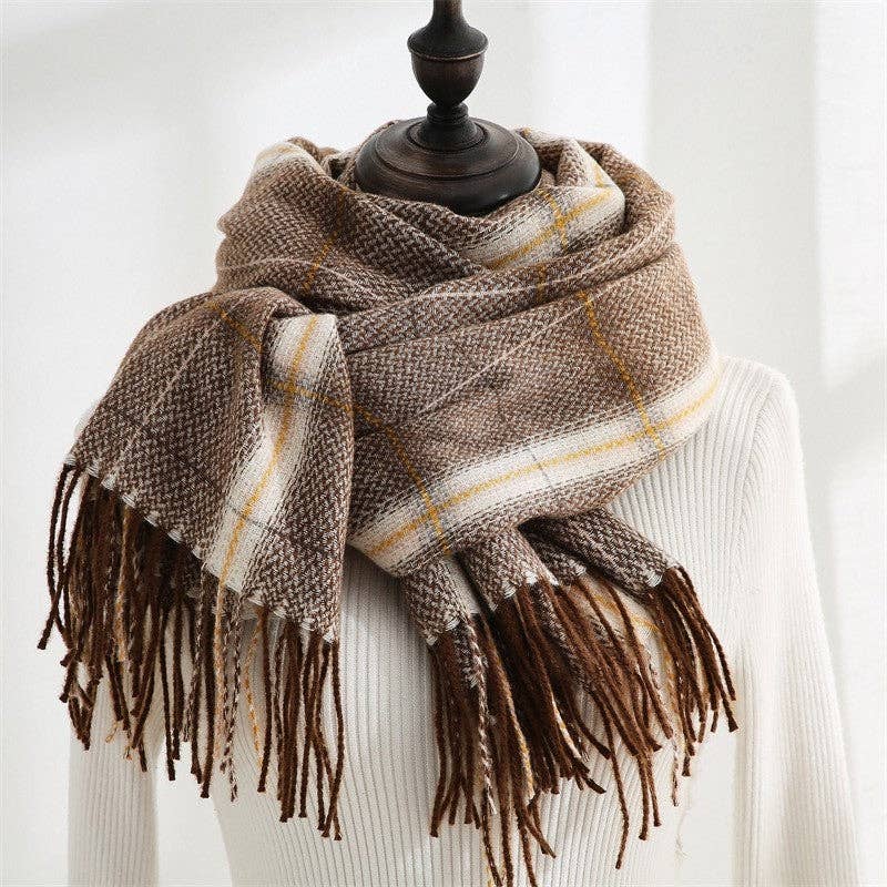 ShieldChic - Wholesale Scarf - Women's - Thickened Imitated Cashmere Plaid Print Shawl Scarf3