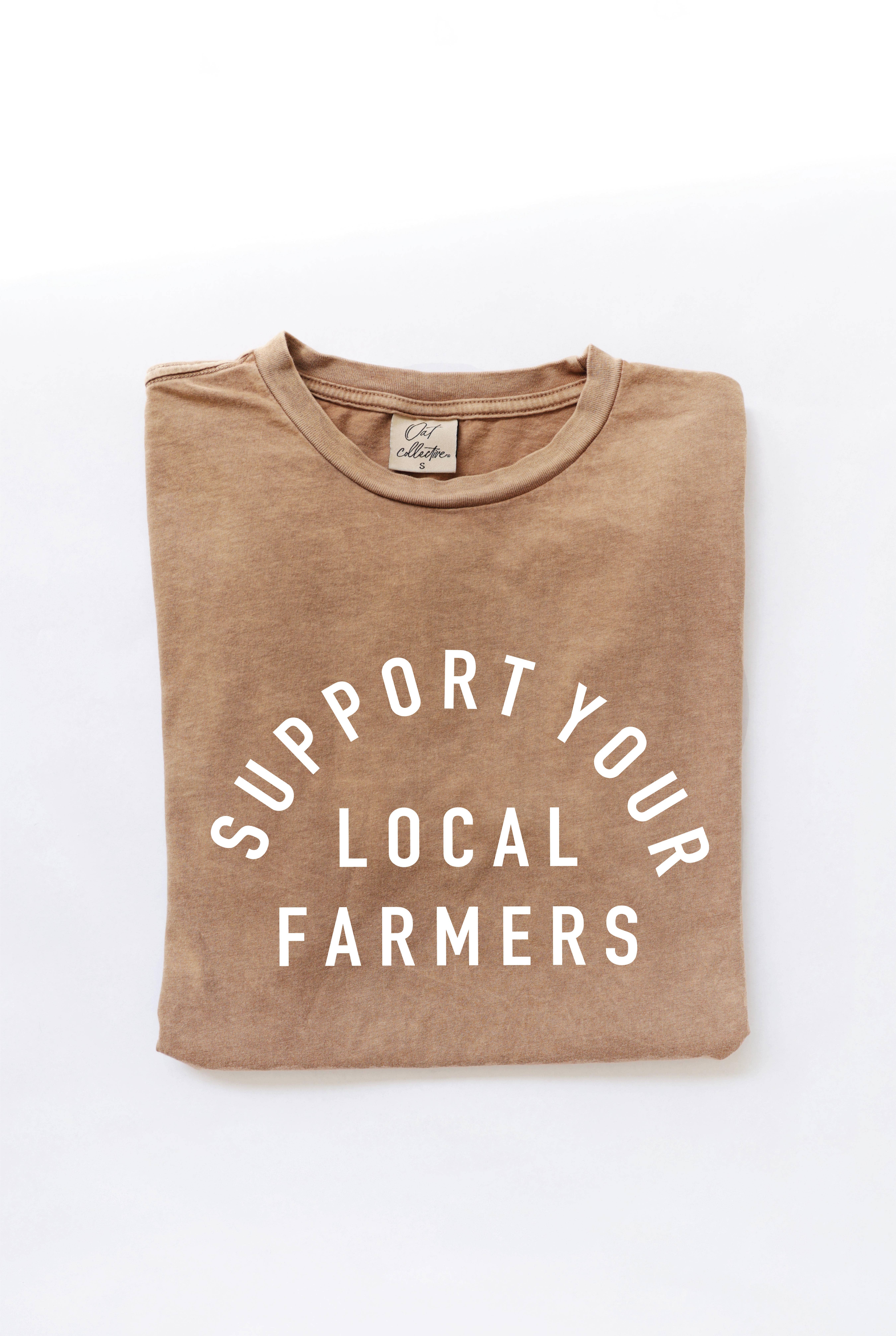 OAT COLLECTIVE - Wholesale Screen Printed T-Shirt - Women's - SUPPORT YOUR LOCAL FARMERS Mineral Washed Graphic Top8