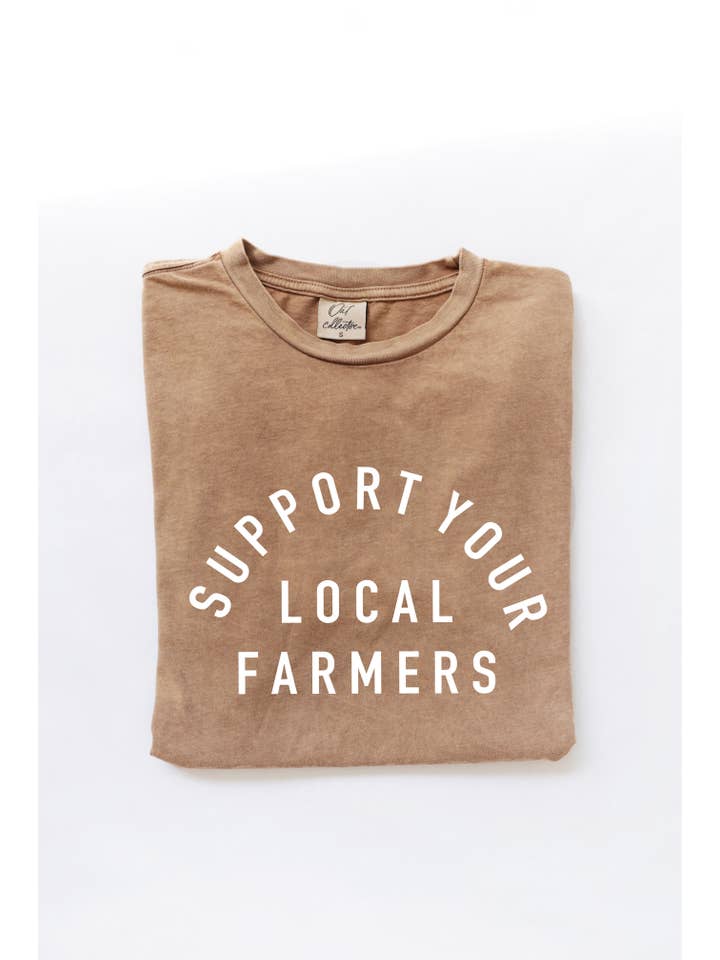 OAT COLLECTIVE - Wholesale Screen Printed T-Shirt - Women's - SUPPORT YOUR LOCAL FARMERS Mineral Washed Graphic Top8