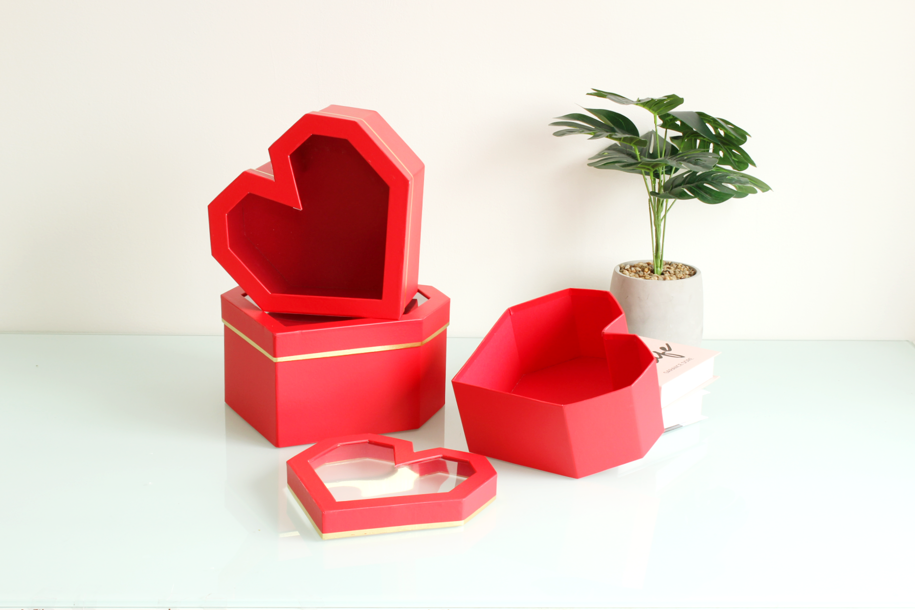 Elegant Design Supply - Wholesale Decorative Box - Diamond Heart Shape Flower Box with Clear Lid15