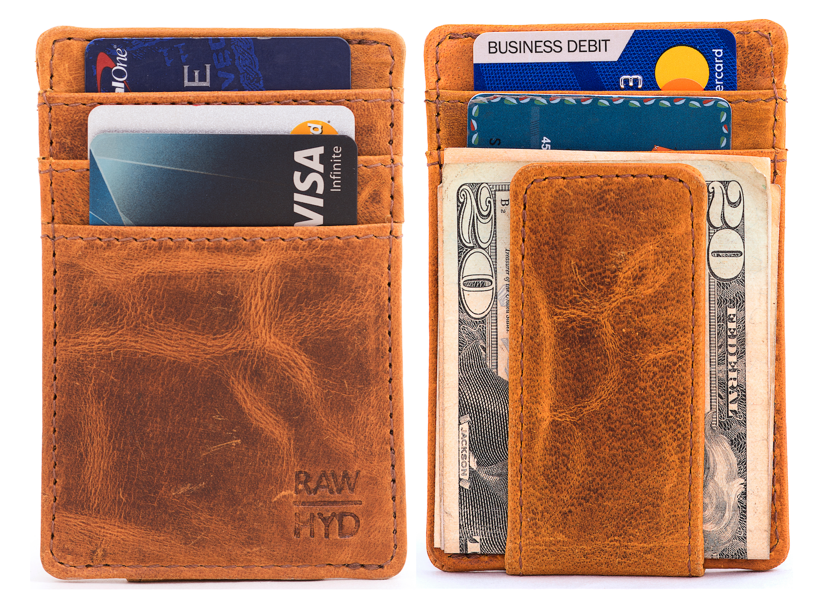 RAWHYD Leather Co. - Wholesale Wallet - Men's - Leather Money Clip Wallet (Reddish Brown)3