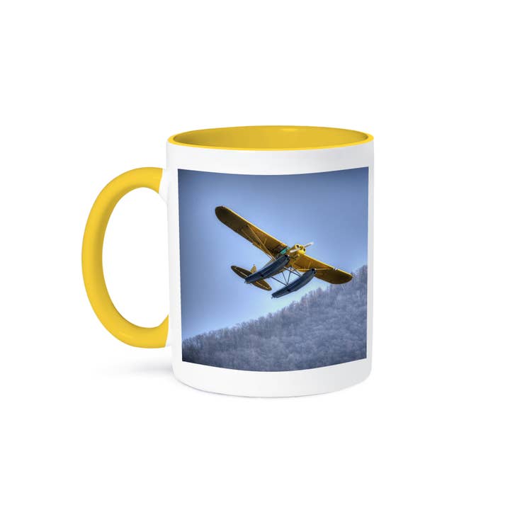 3dRose - Wholesale Coffee Mug - 3dRose, YELLOW AIRPLANE FLYING OVER LAKE COMO, Mug