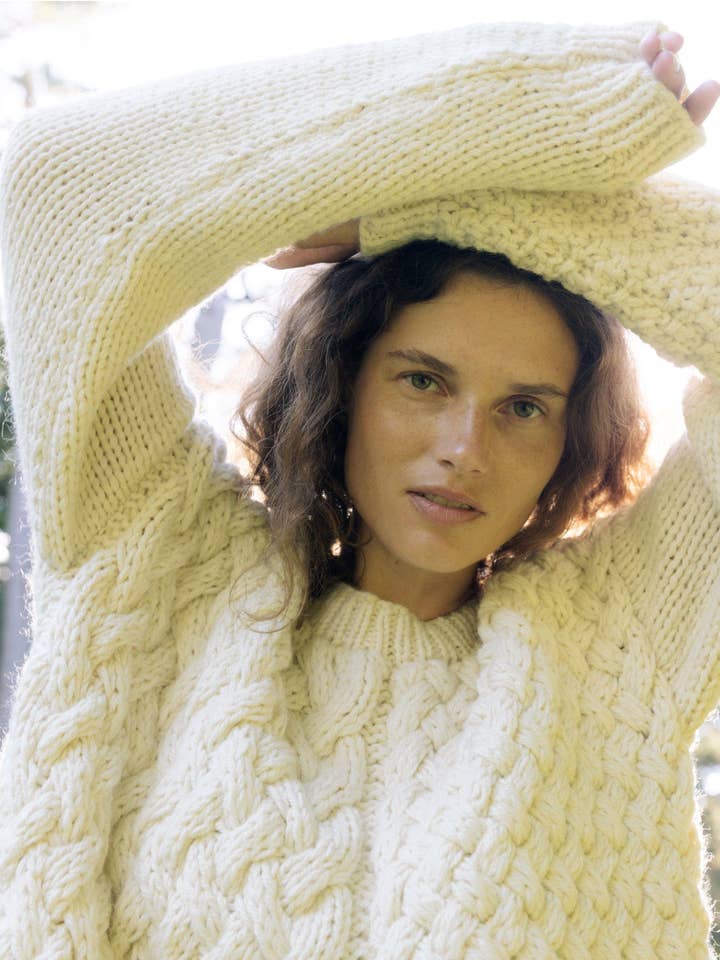 Beige Heartbreaker: Sea Salt Alpaca & Wool Sweater for wholesale on Faire6