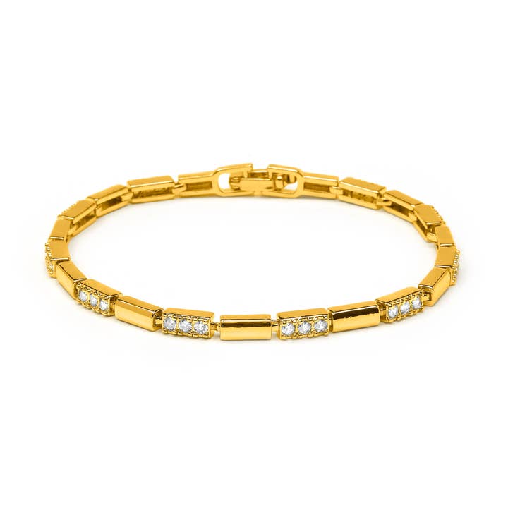 Pulsera Luxenter de circonita brillante acabado en oro amarillo de 18k - Tavli para venta al por mayor de Luxenter