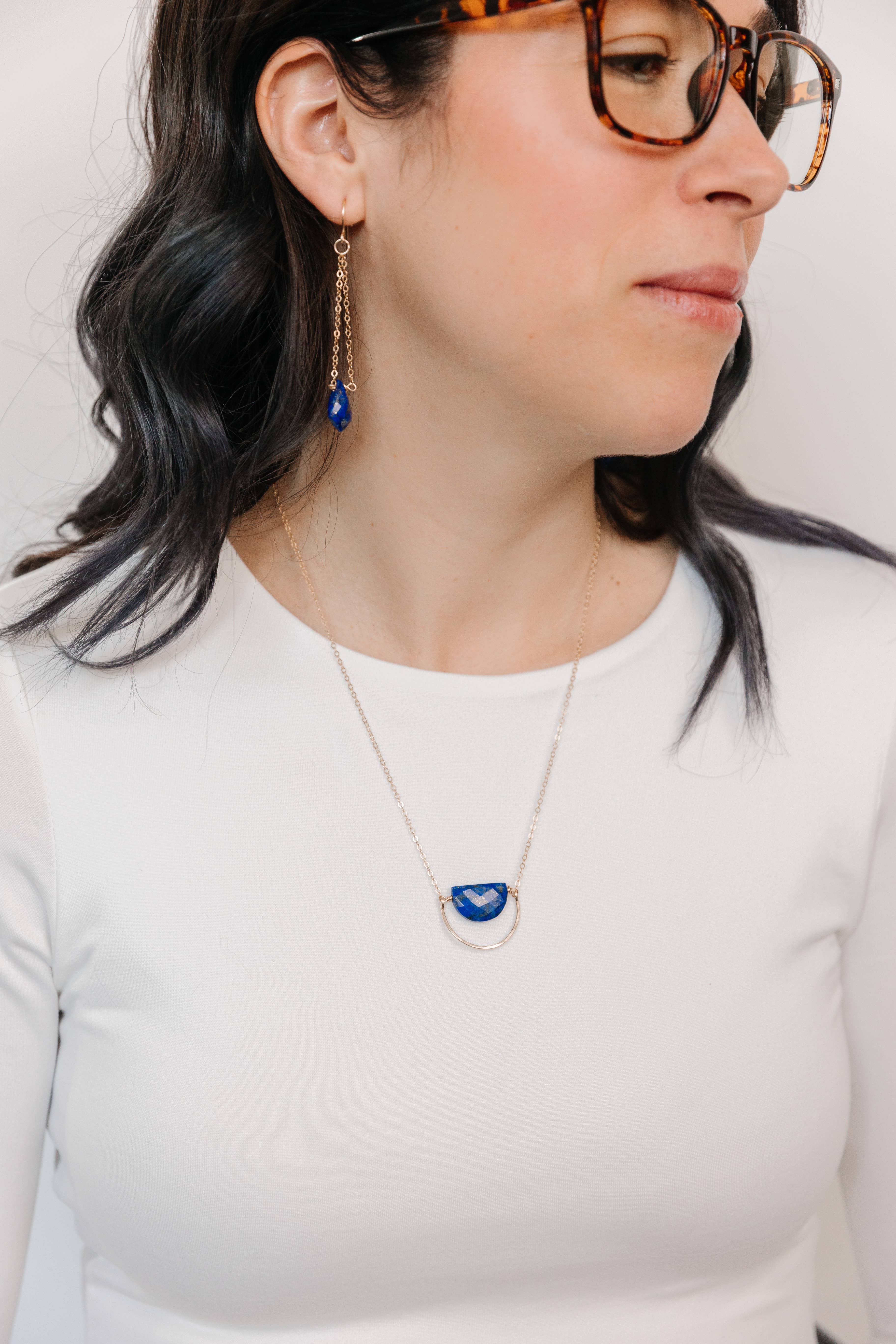 Seaflowerjewelry - Wholesale Pendant/Charm Necklace - Lapis Lazuli Pendant Necklace /Art Deco minimalist modern2