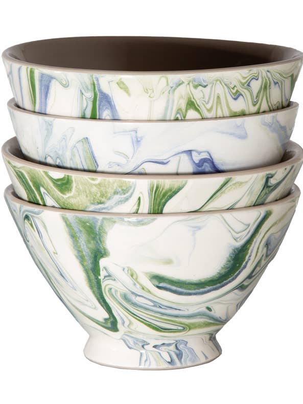 Marbled Ocean Ramen Bowl - Set of 4 for wholesale by Une Vie Nomade