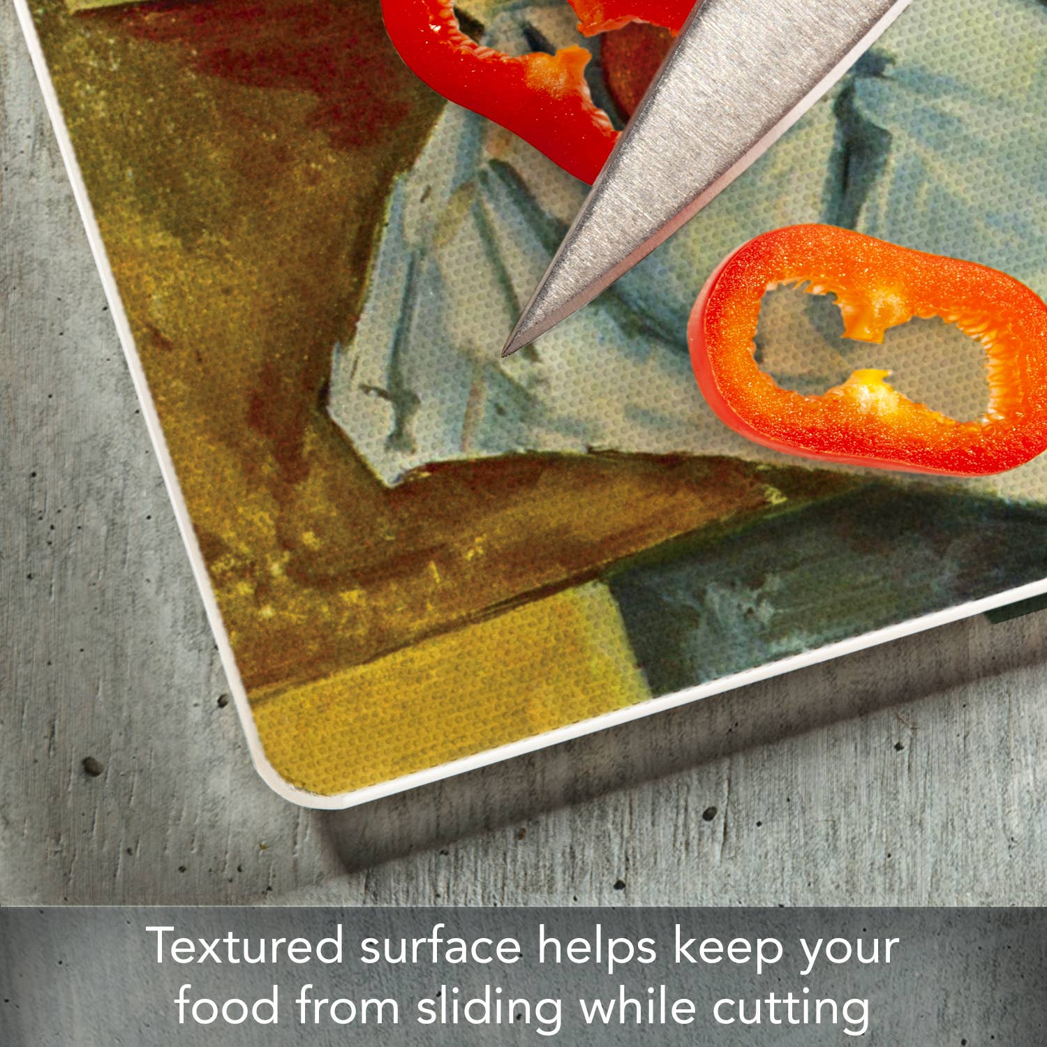 CounterArt/Highland Home/Thirstystone – Tábua de cortar por atacado – Belas Artes "Cesta de Maçãs" Tábua de Corte de Vidro 25 cm x 20 cm5