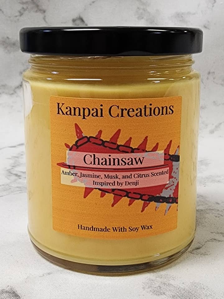 Vela Motosserra Inspirada em Anime com Jasmim Âmbar e Citrus por atacado de Kanpai Creations