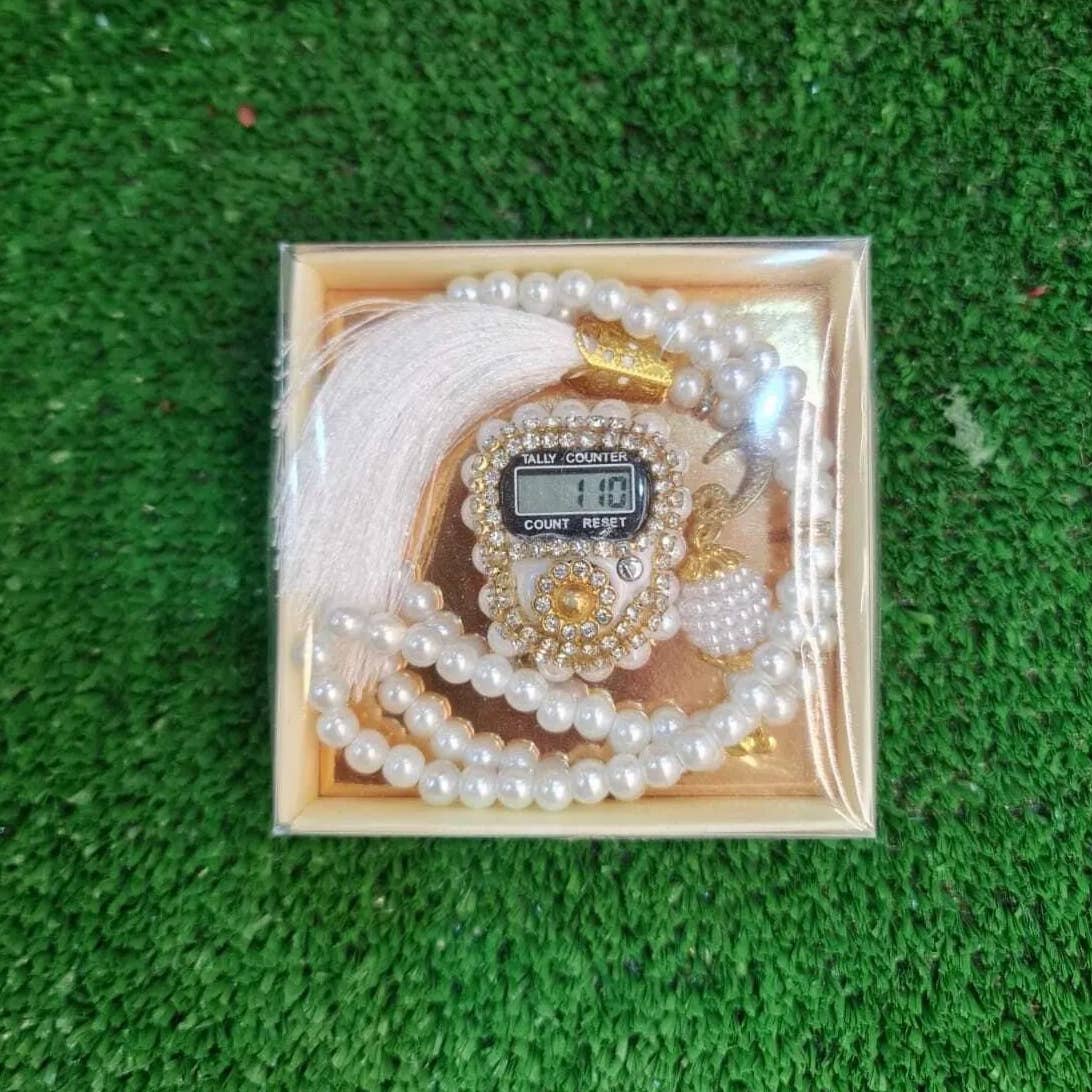 Hakan - Wholesale Jewellery set - Stone Pearl Rosary Digital Zikr Tasbih Islam Gift Set of 24