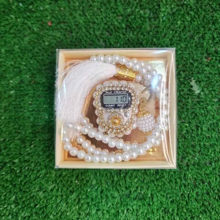 Hakan - Wholesale Jewelry Set - Stone Pearl Rosary Digital Zikr Tasbih Islam Gift Set of 24