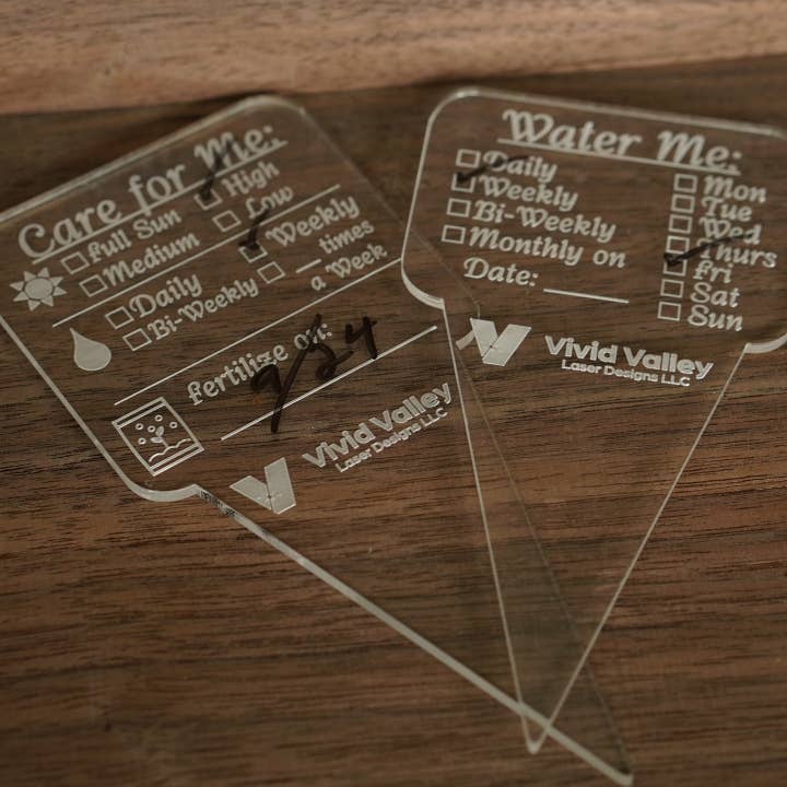 Acrylic Reusable Dry/Wet Erase Plant Stake Tracker for wholesale by Vivid Valley Laser Designs LLC