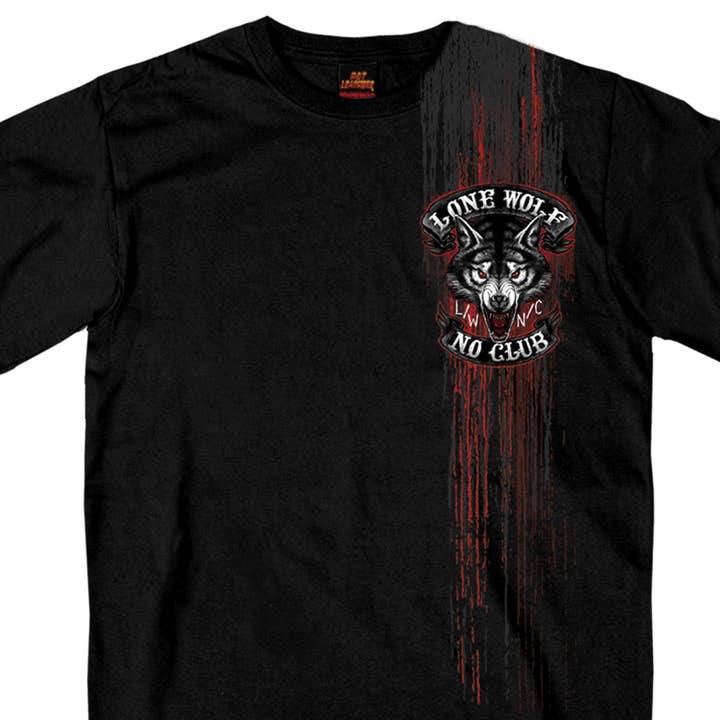 Hot Leathers GMD1343 'Jumbo Lone Wolf, No Club' Black Men's Black T-Shirt for wholesale by Hot Leathers