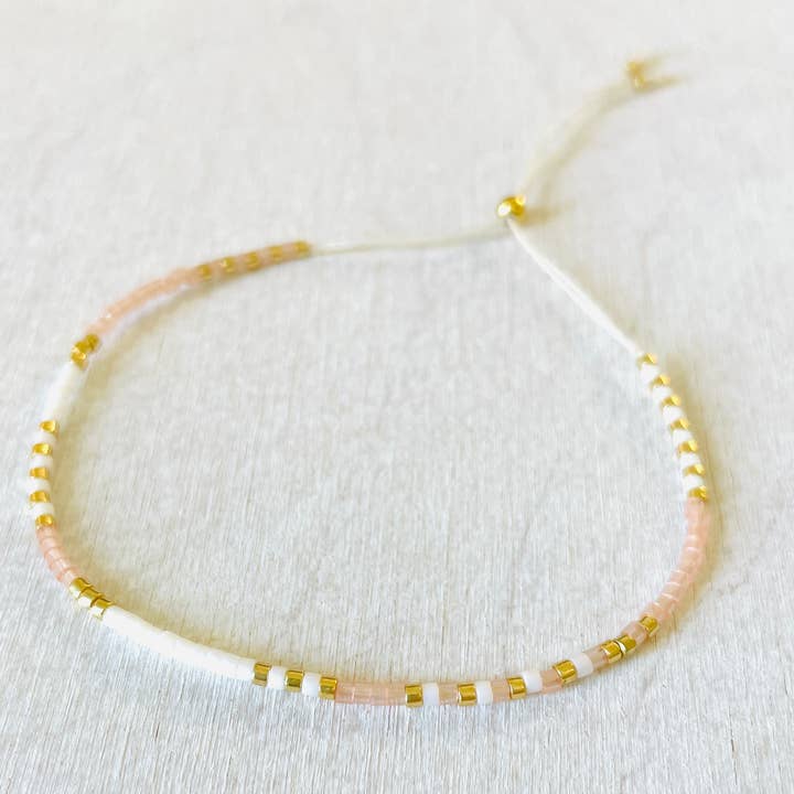 Adjustable Miyuki Bead Bracelet in nylon, seed bead 109 for wholesale by Atelline