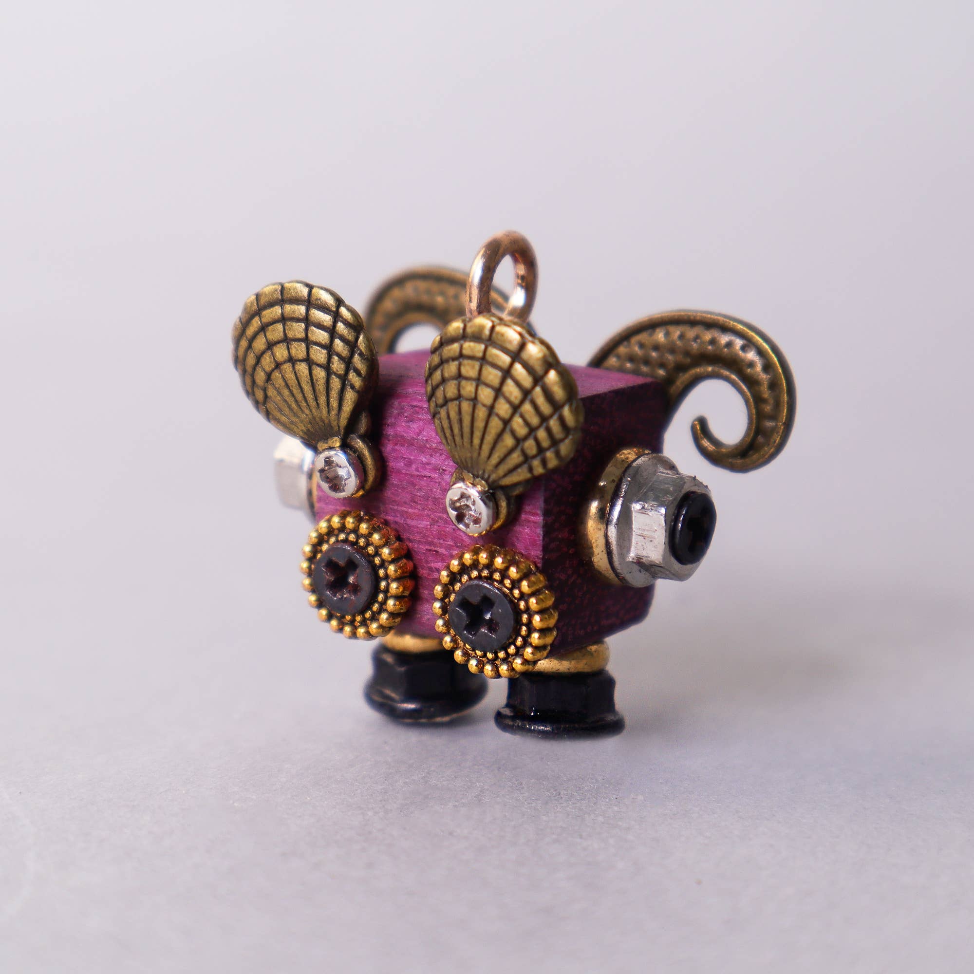 Kitsville - Wholesale Keychain - Unisex - Handcrafted Wooden Bot Necklace, Keychain, or Mini Decor8