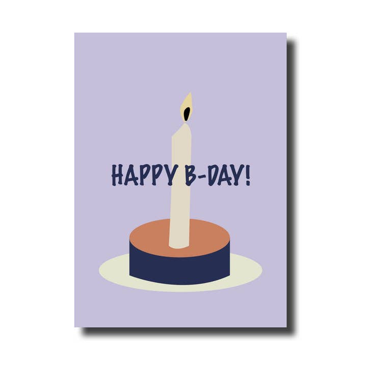 Postcard happy b-day candle purple for wholesale by De Lange Tafel