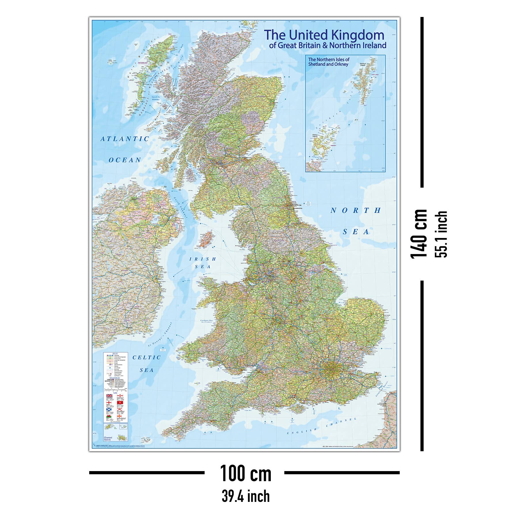 Close Up GmbH - Wholesale Map - United Kingdom 2020 Map - MAPS IN MINUTES 100 x 140 cm3