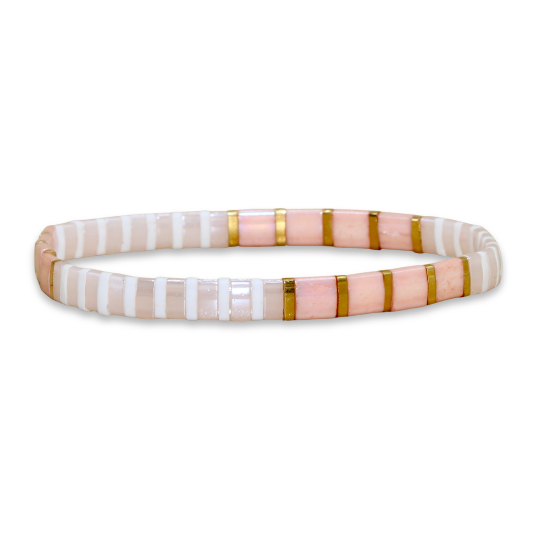 Myliu New York - Wholesale Beaded Bracelet - Blush Tila Beaded Bracelet Stack2