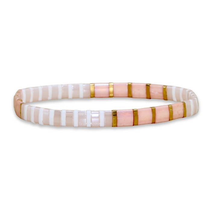 Myliu New York - Wholesale Beaded Bracelet - Blush Tila Beaded Bracelet Stack2