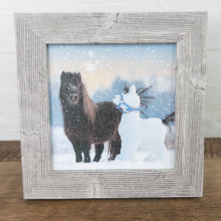 Snow Horse Pony Snowman Funny Christmas Art Sign for wholesale by Summer Snow Art