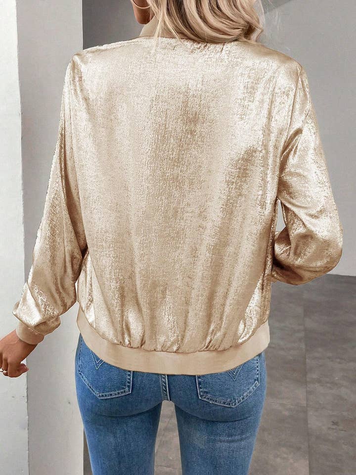 Casual Gold Zipper Streetwear Jacket for wholesale on Faire3