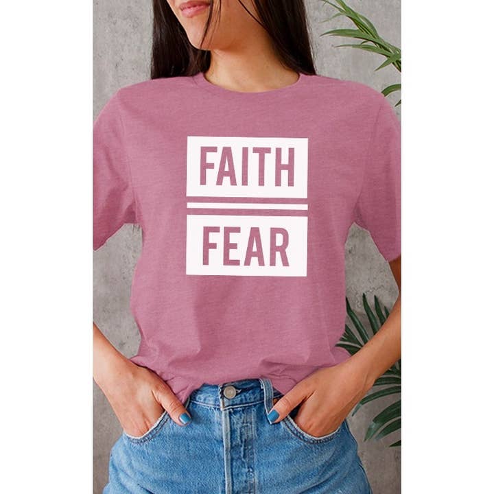 Faith Over Fear Inspirational Christian Uplifting Tee for wholesale by Select Apparel