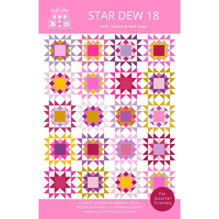 QuiltCakes – Engroshandel DIY-sysæt – Star Dew 18 Quilt Mønster Trykt