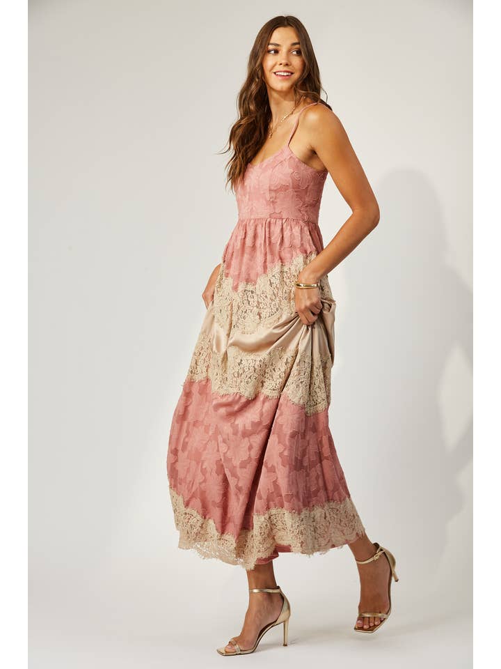 Isla Maude - Wholesale Dress - Women's - Charlotte lace and burnout maxi dress