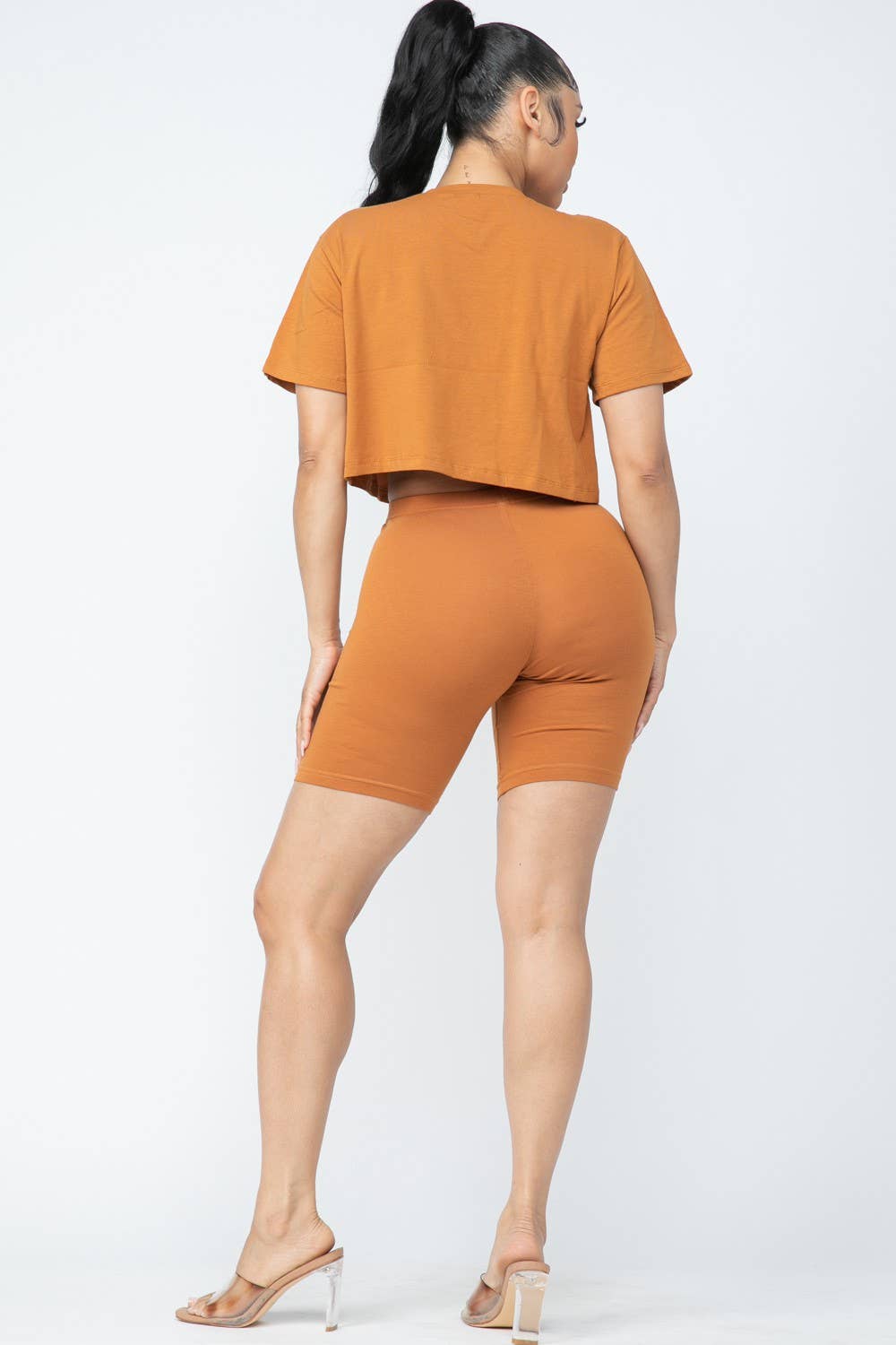 Boswell - Wholesale Top & Short Set (NOT Loungewear) - Women's - Biker Short Set With Short Sleeve Crop4