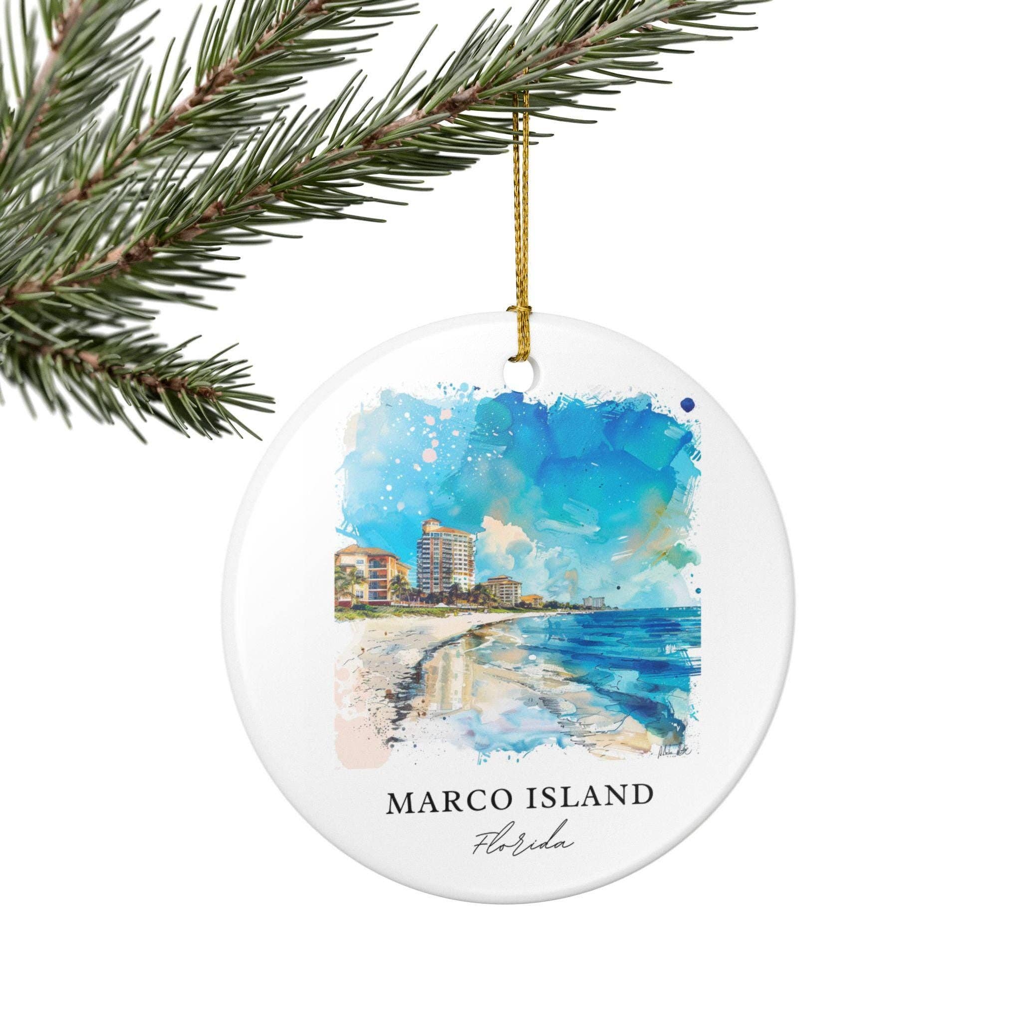 Premium Travel Art - Vendita all'ingrosso Decorazione - Ornamento di Marco Island: Souvenir Unico di Marco Island, Decorazione Natalizia di Marco Island e Autentico Regalo di Marco Island FL4