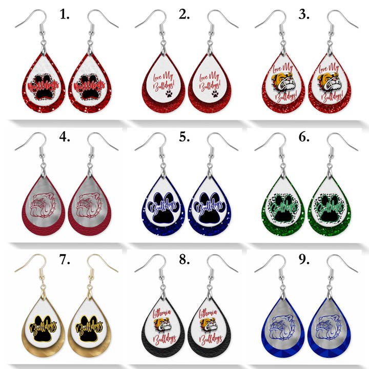 School Spirit Teardrop Earrings for Gameday - Custom Colors for wholesale by The Painted Pug
